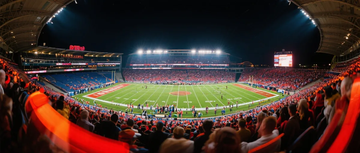 体育场灯光与赛场氛围横幅